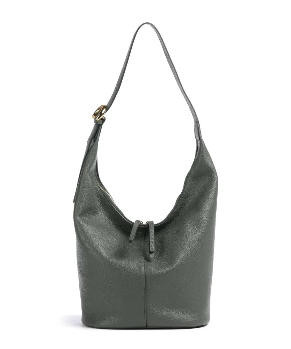 Fernanda Beuteltasche genarbtes Leder dunkelgrün