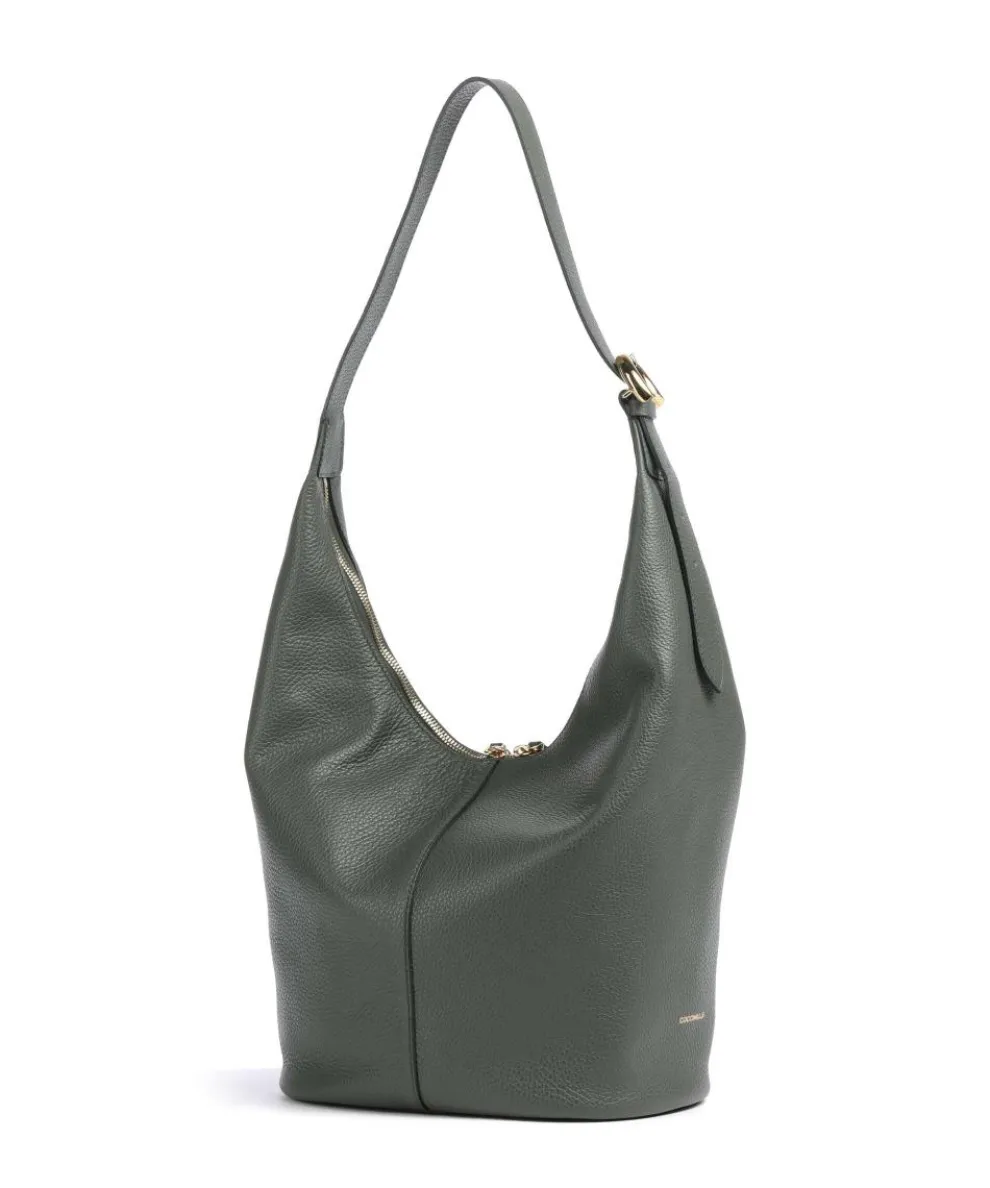 Fernanda Beuteltasche genarbtes Leder dunkelgrün