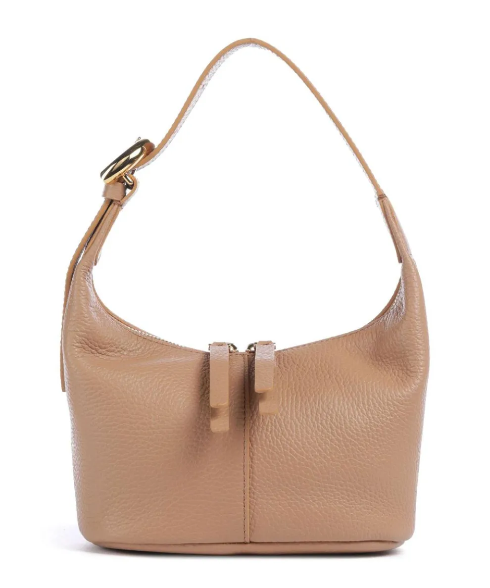 Fernanda Schultertasche genarbtes Leder hellbraun