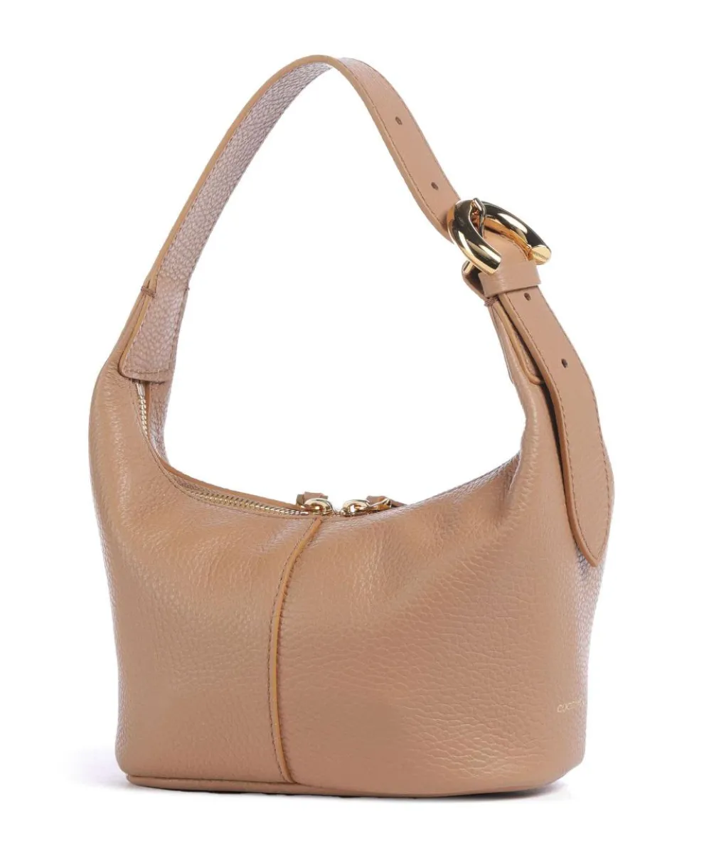 Fernanda Schultertasche genarbtes Leder hellbraun