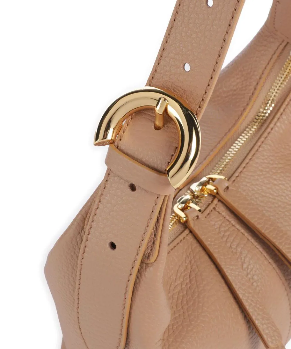 Fernanda Schultertasche genarbtes Leder hellbraun