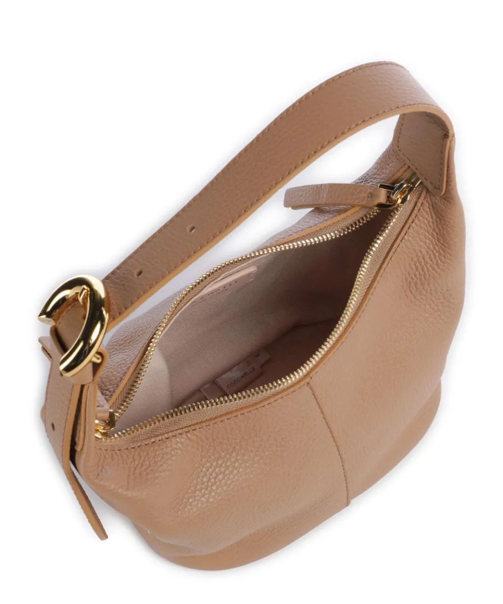 Fernanda Schultertasche genarbtes Leder hellbraun