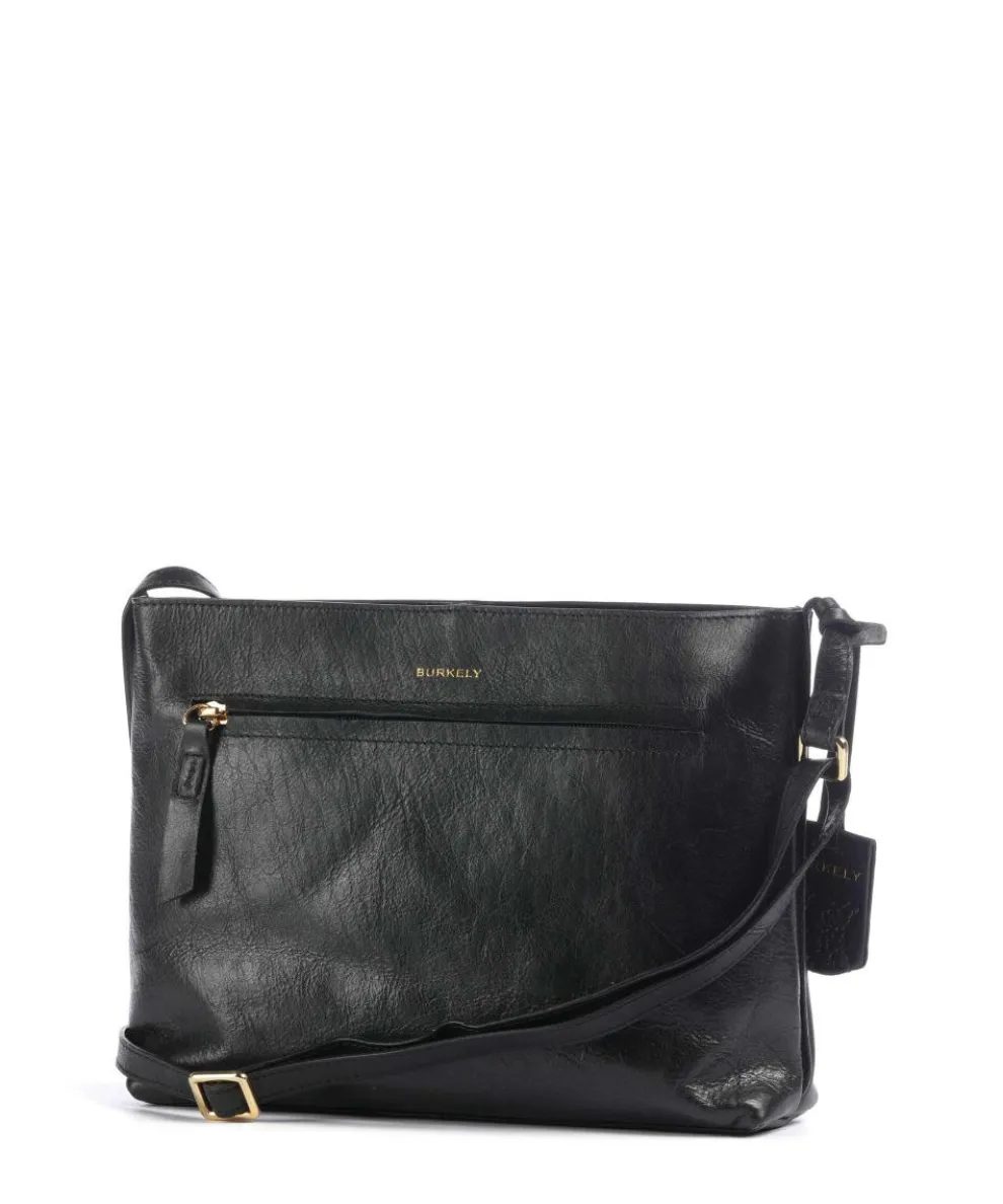 Fine Florence Umhängetasche fein genarbtes Leder schwarz