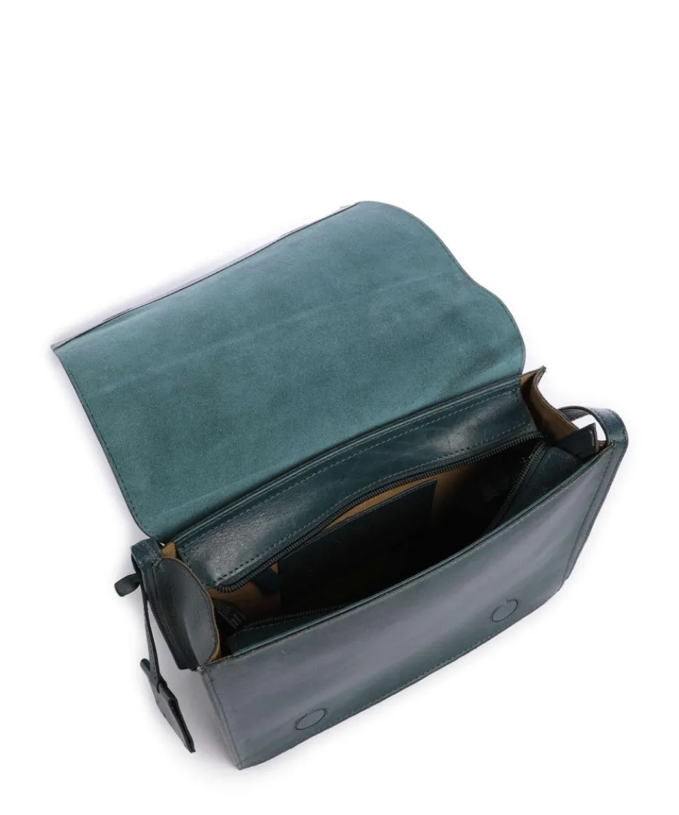 Fine Florence Umhängetasche genarbtes Leder petrol