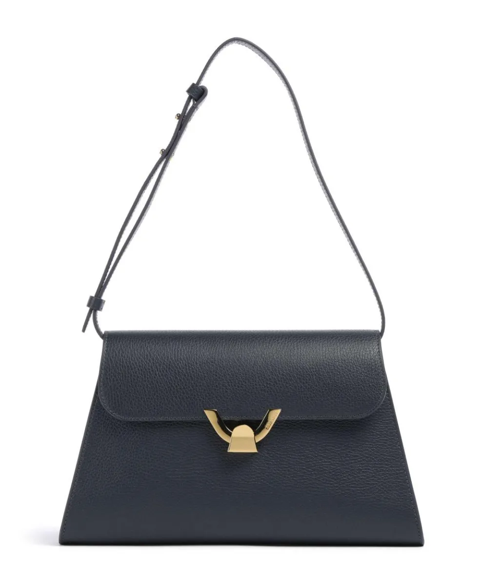 Dew Schultertasche genarbtes Leder navy