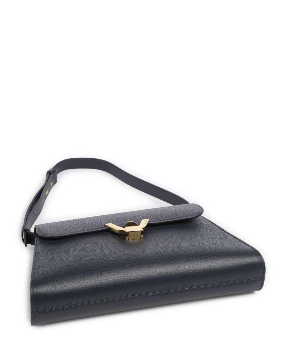 Dew Schultertasche genarbtes Leder navy