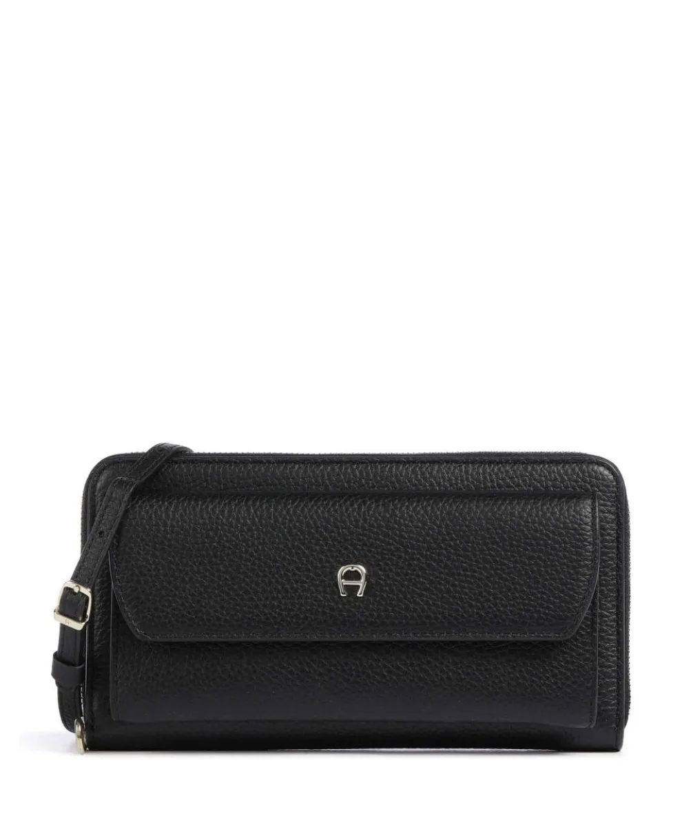 Fashion Geldbörse genarbtes Leder schwarz