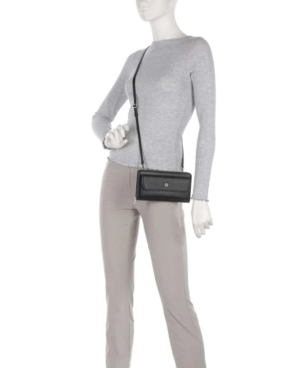 Fashion Geldbörse genarbtes Leder schwarz