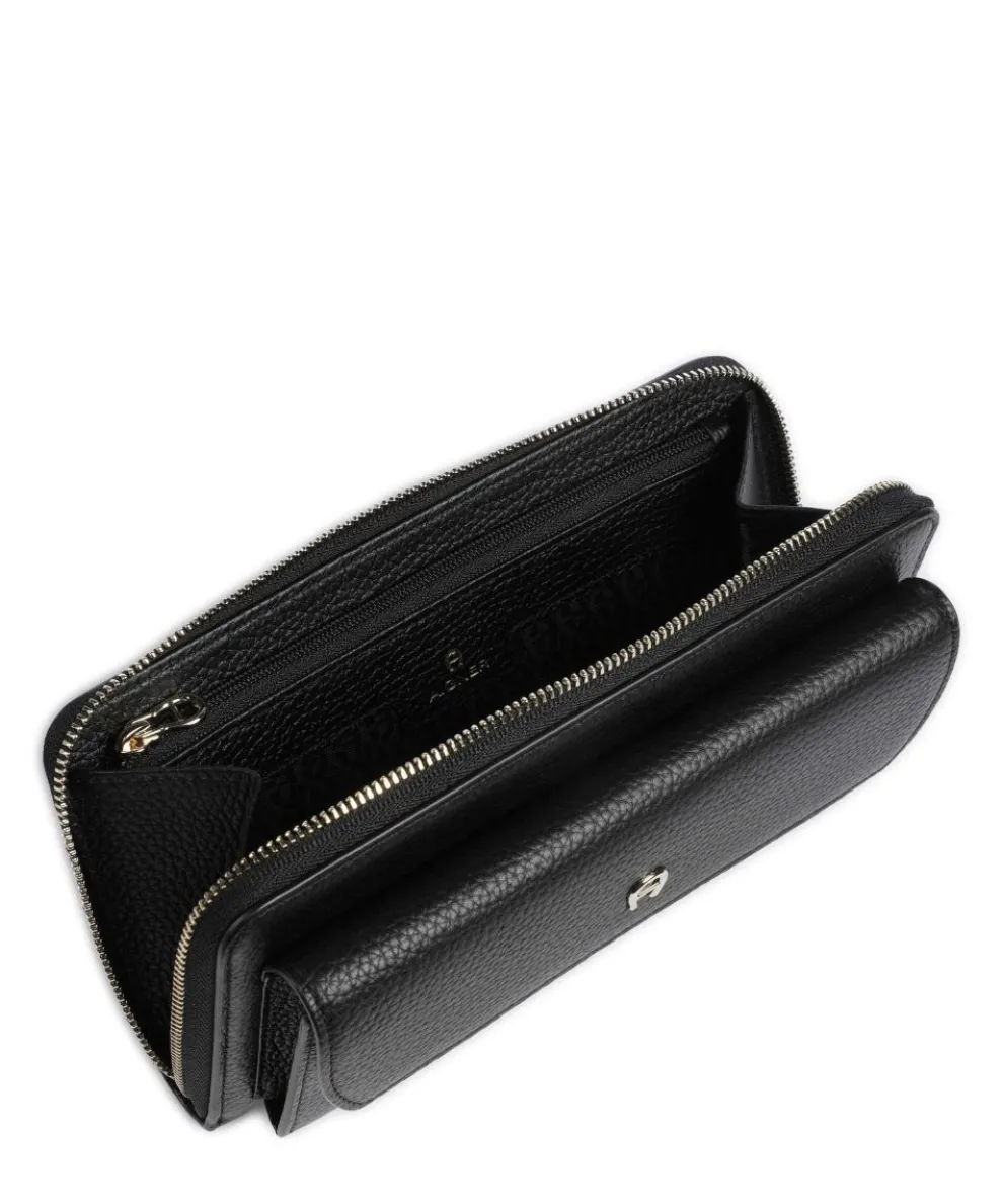 Fashion Geldbörse genarbtes Leder schwarz