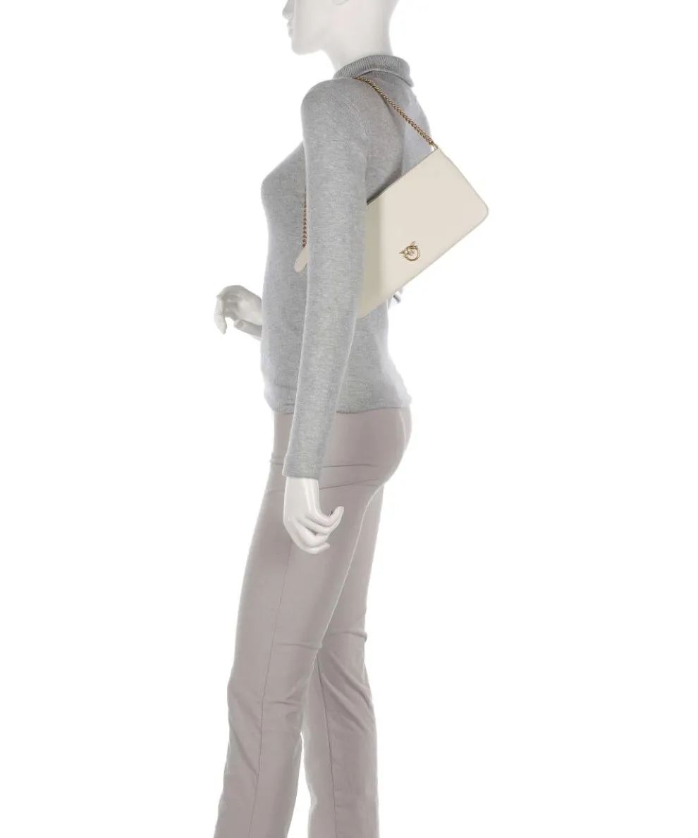 Flat Horizontal Schultertasche fein genarbtes Rindsleder elfenbein