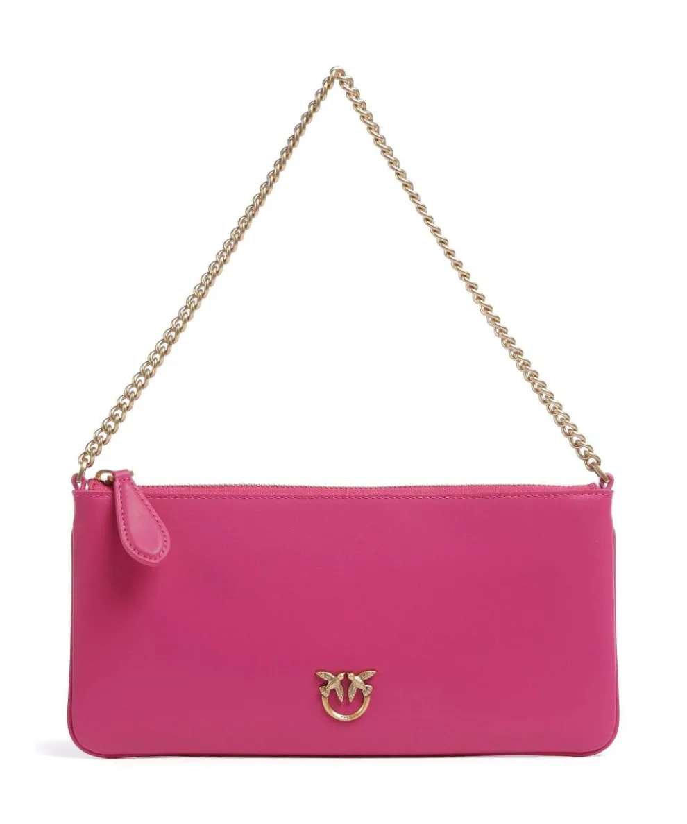 Flat Horizontal Schultertasche fein genarbtes Rindsleder pink