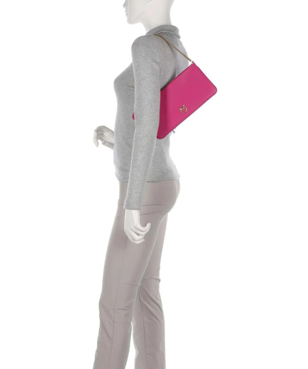 Flat Horizontal Schultertasche fein genarbtes Rindsleder pink