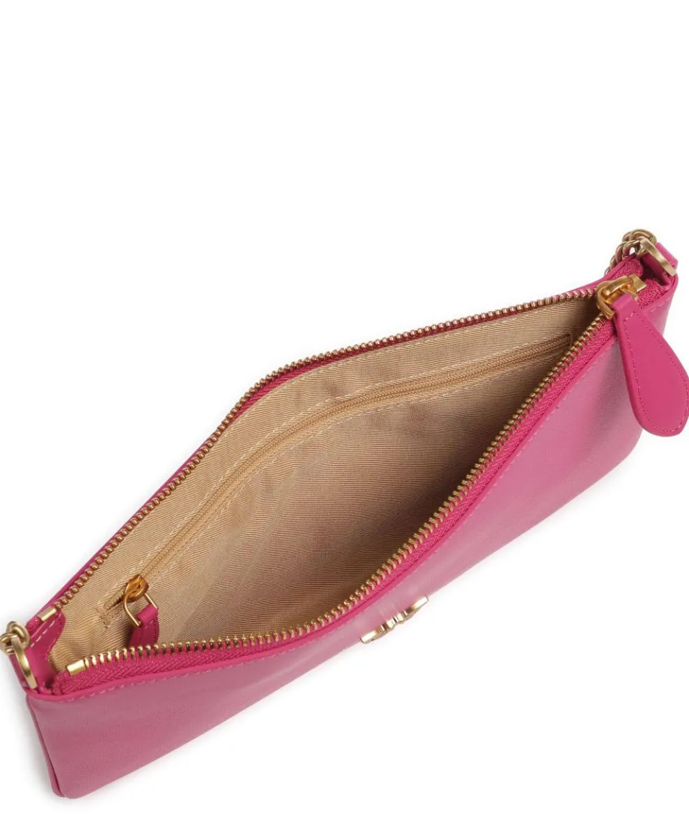 Flat Horizontal Schultertasche fein genarbtes Rindsleder pink
