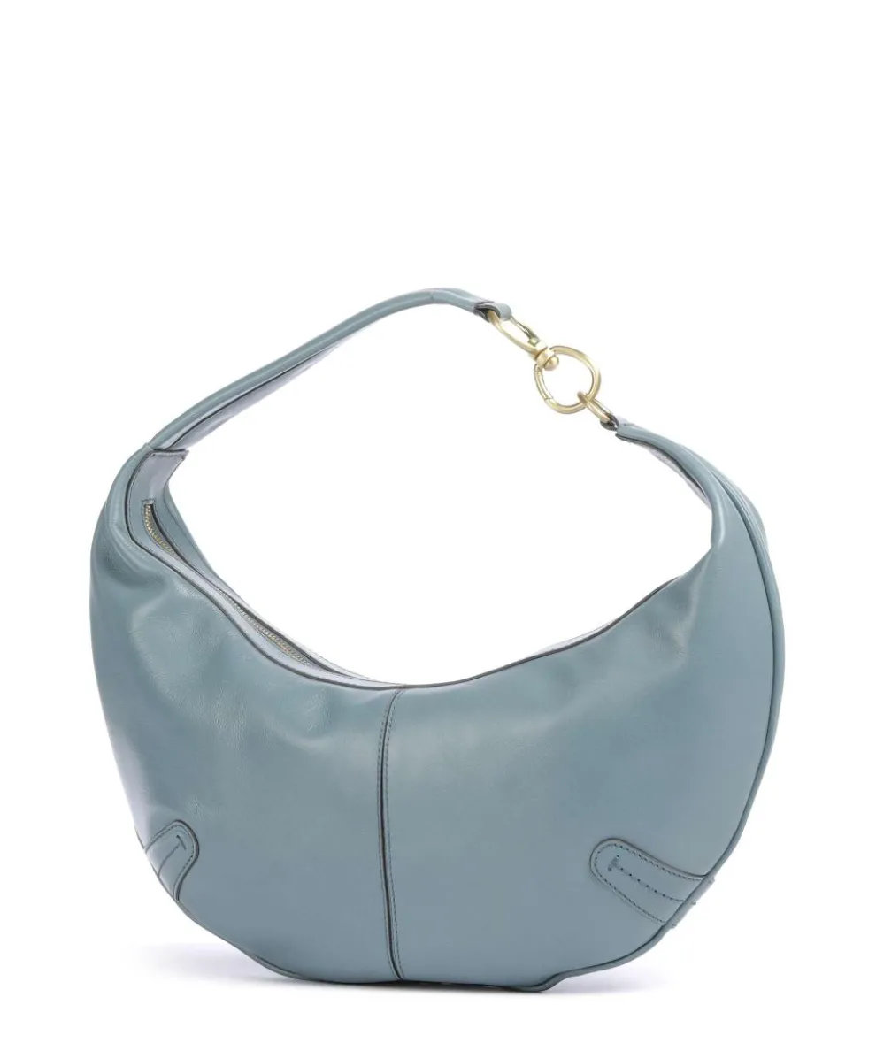 Flavia Schultertasche Rindsleder hellblau