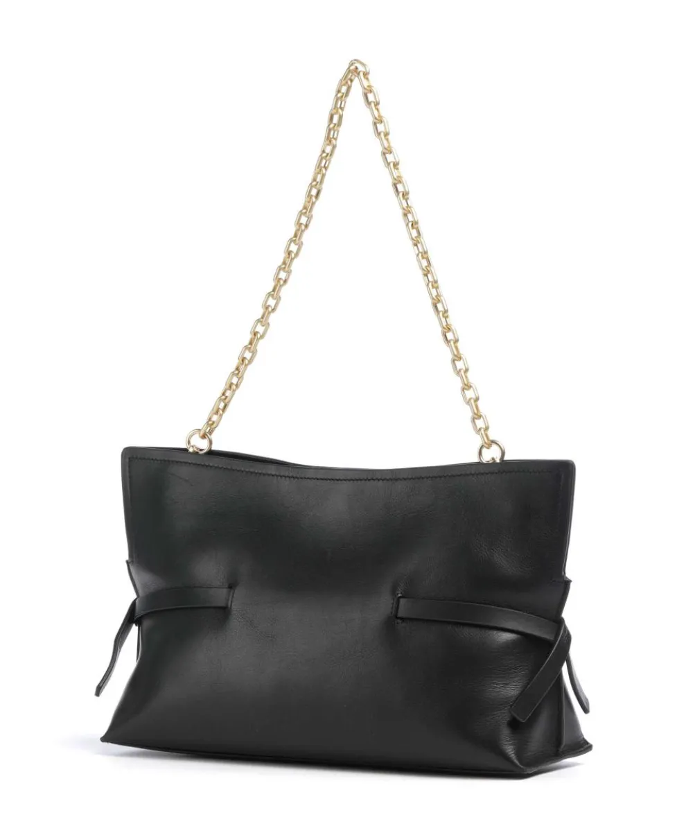 Fleet Street Schultertasche fein genarbtes Rindsleder schwarz