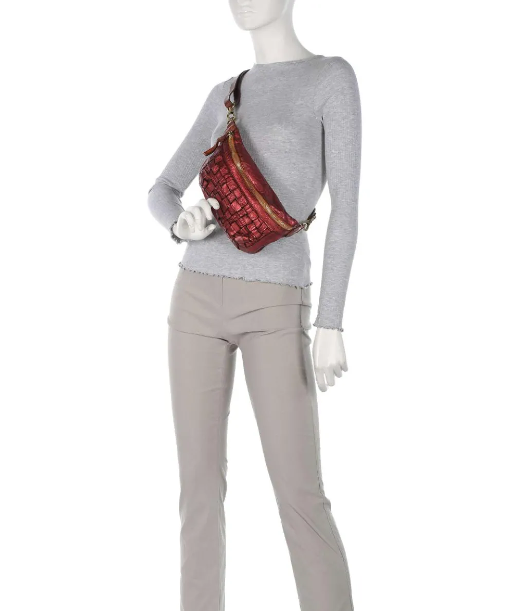 Gürteltasche genarbtes Rindsleder rot