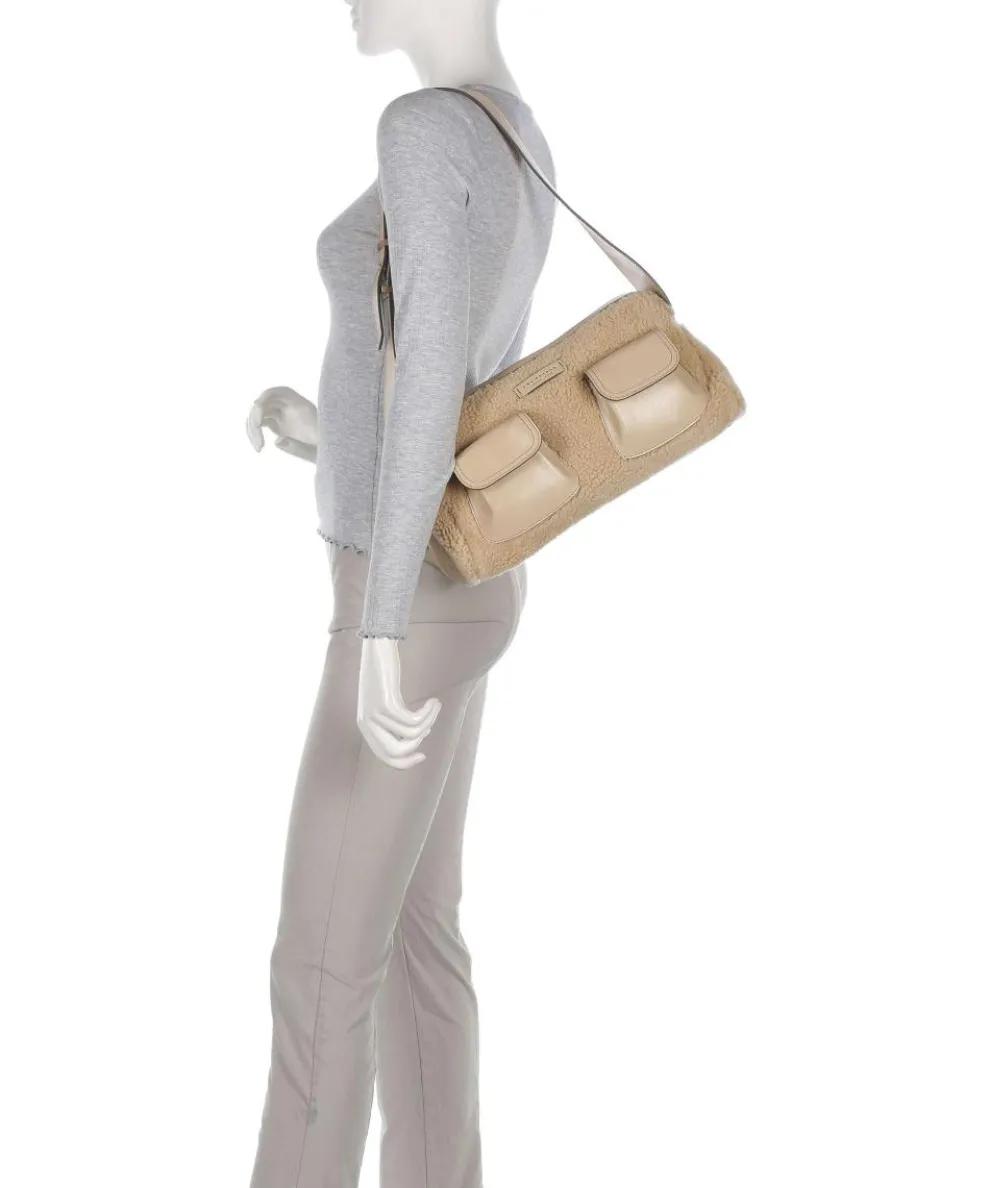 Flora Wow Schultertasche Fell, fein genarbtes Rindsleder beige