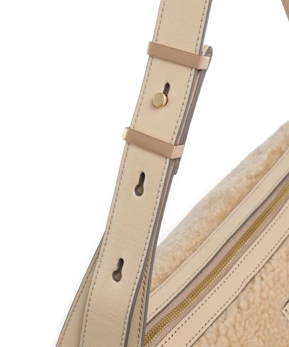 Flora Wow Schultertasche Fell, fein genarbtes Rindsleder beige