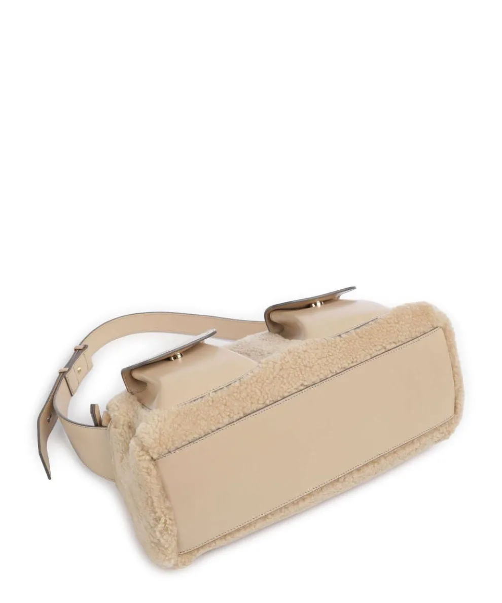Flora Wow Schultertasche Fell, fein genarbtes Rindsleder beige