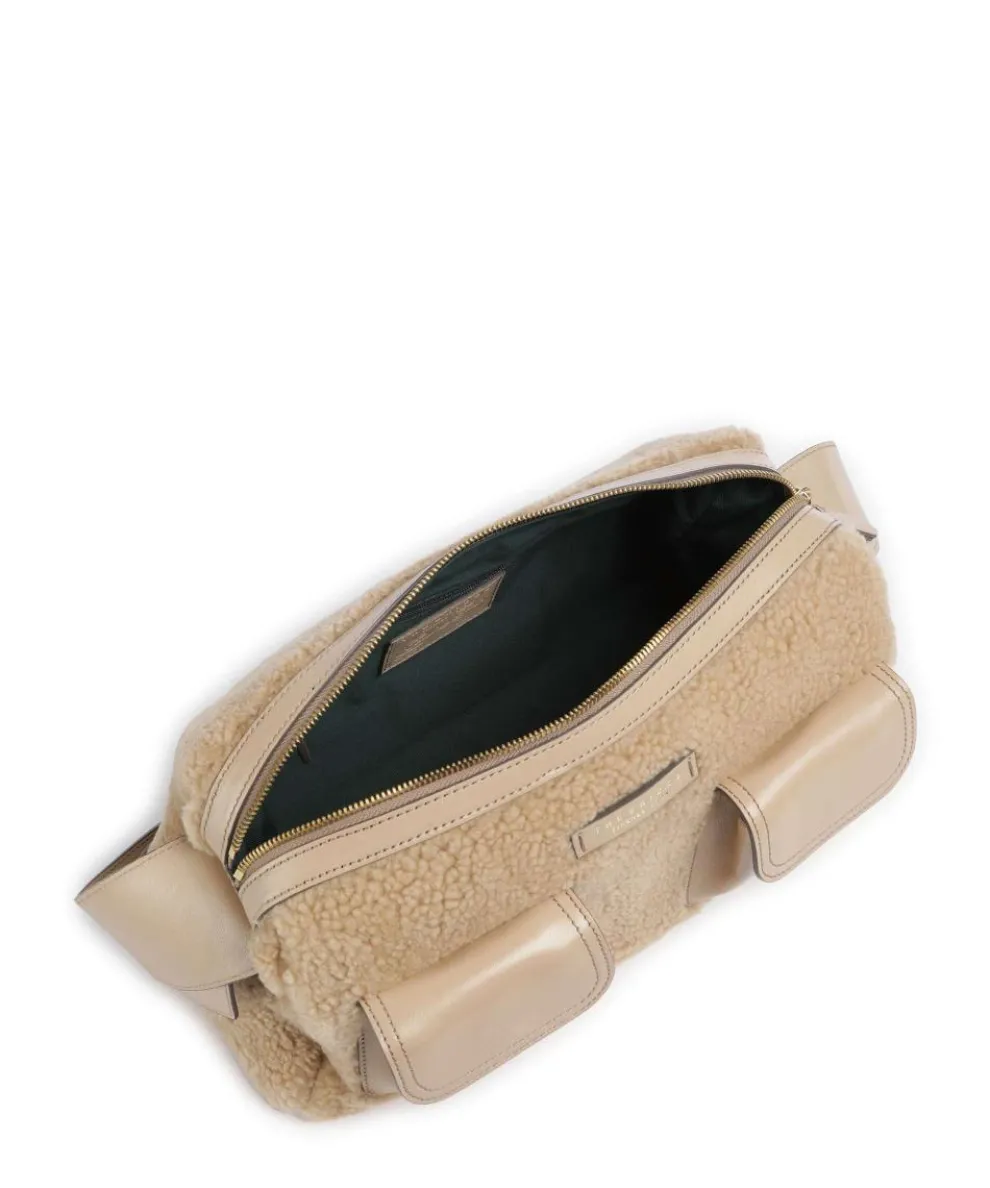 Flora Wow Schultertasche Fell, fein genarbtes Rindsleder beige