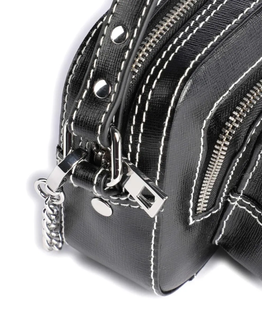 Florence Helena Umhängetasche fein genarbtes Leder schwarz