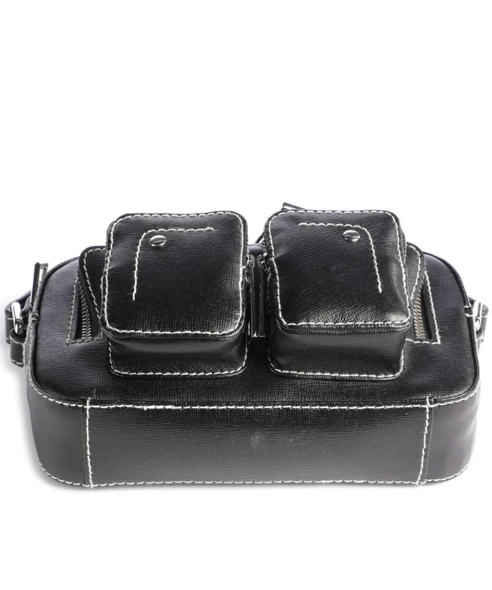 Florence Helena Umhängetasche fein genarbtes Leder schwarz