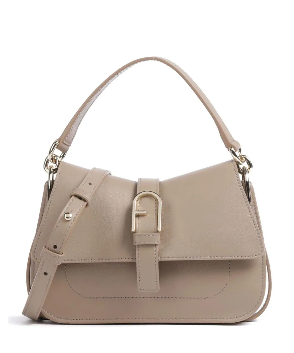 Flow Mini Handtasche fein genarbtes Leder taupe