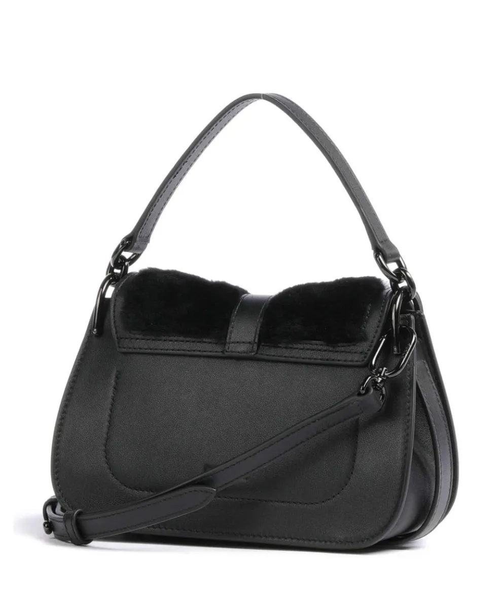 Flow Mini Handtasche fein genarbtes Leder schwarz