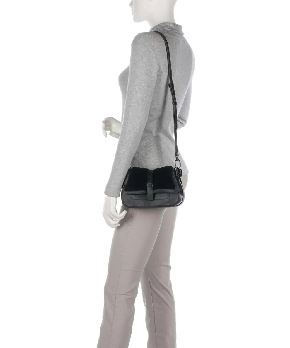 Flow Mini Handtasche fein genarbtes Leder schwarz