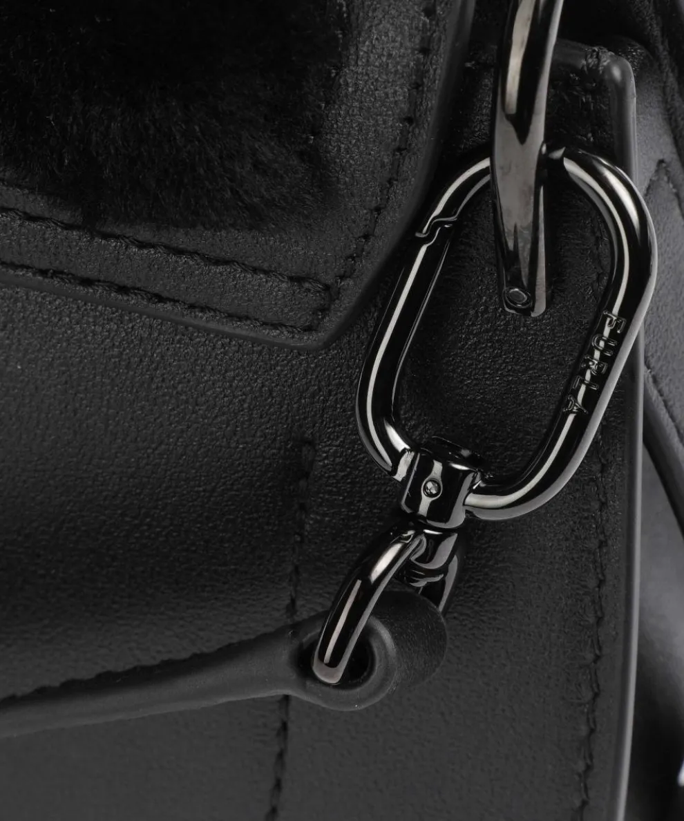 Flow Mini Handtasche fein genarbtes Leder schwarz