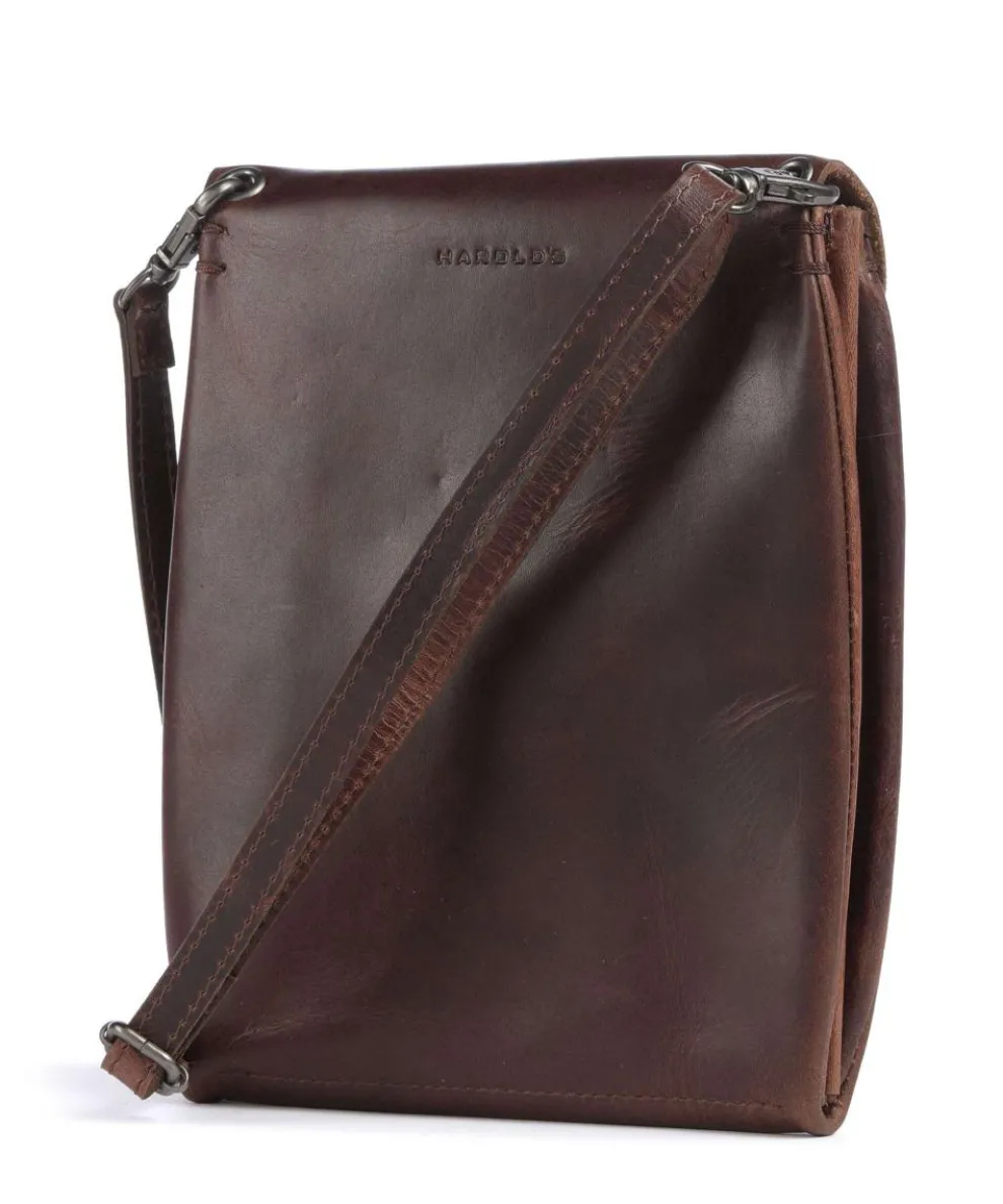 Fold Umhängetasche glattes Rindsleder dunkelbraun