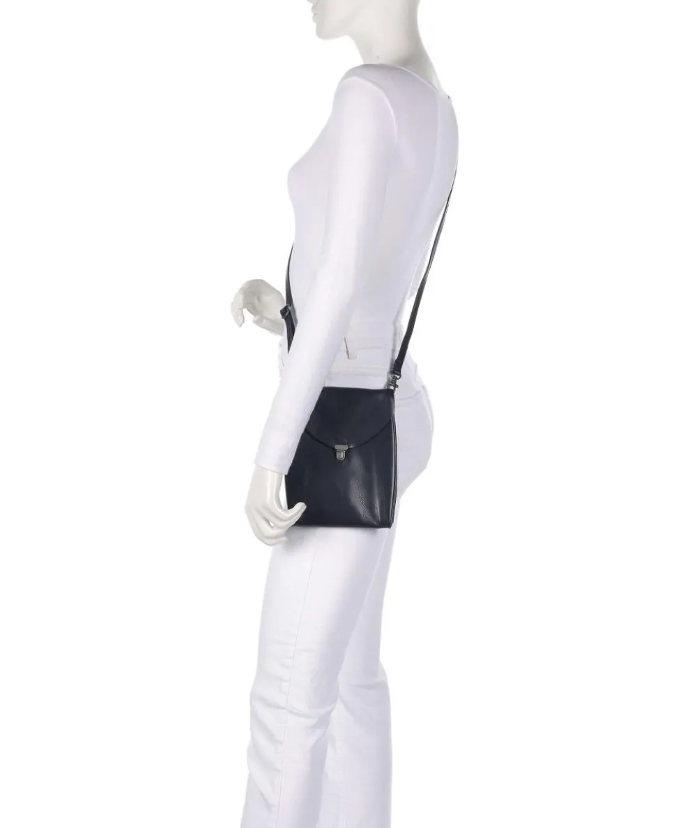 Fold Umhängetasche glattes Rindsleder dunkelblau