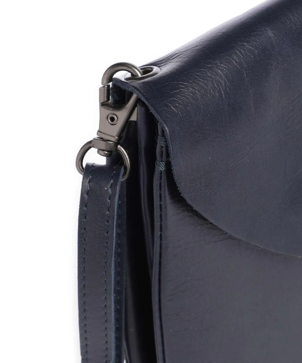 Fold Umhängetasche glattes Rindsleder dunkelblau