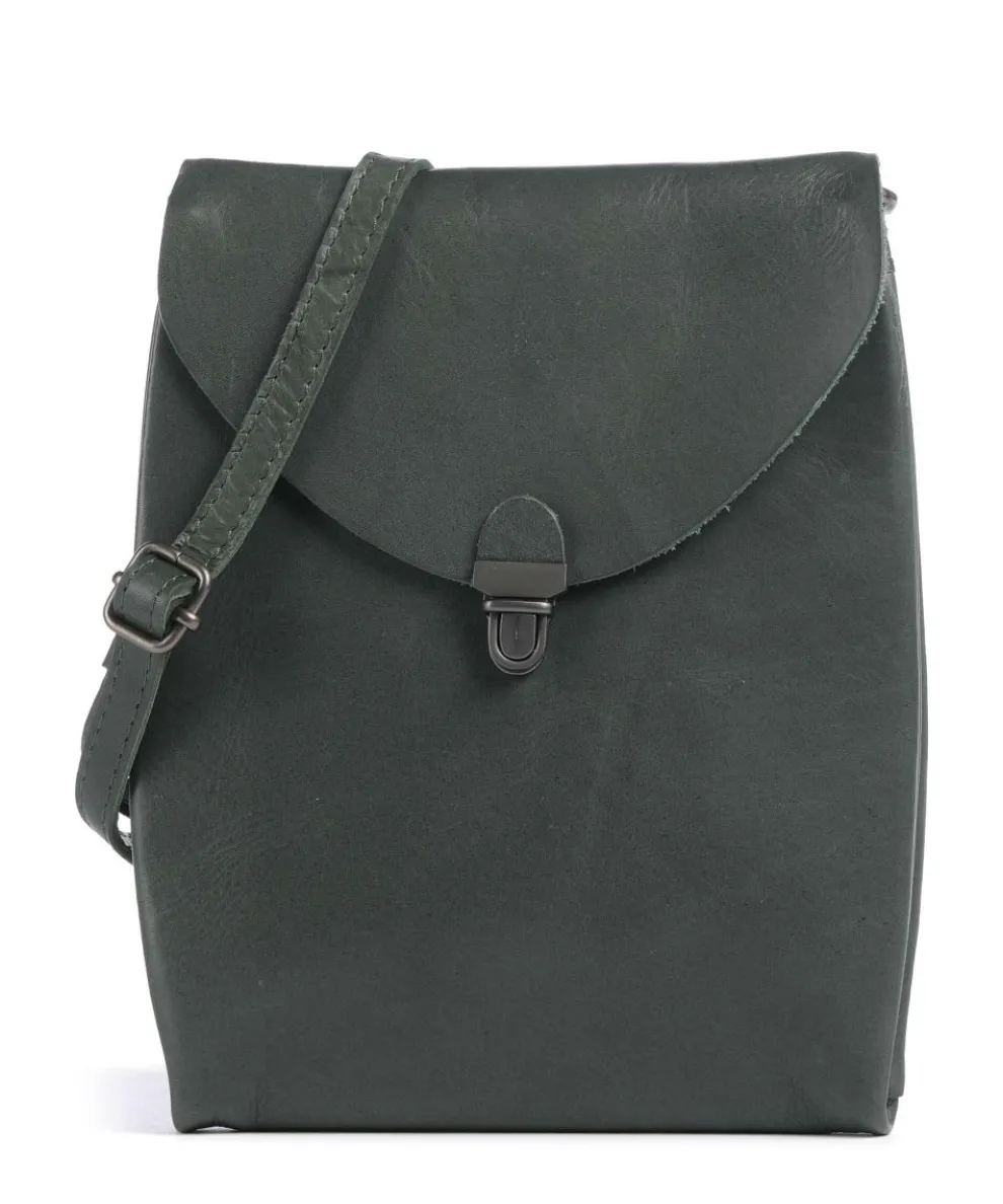 Fold Umhängetasche glattes Rindsleder dunkelgrün