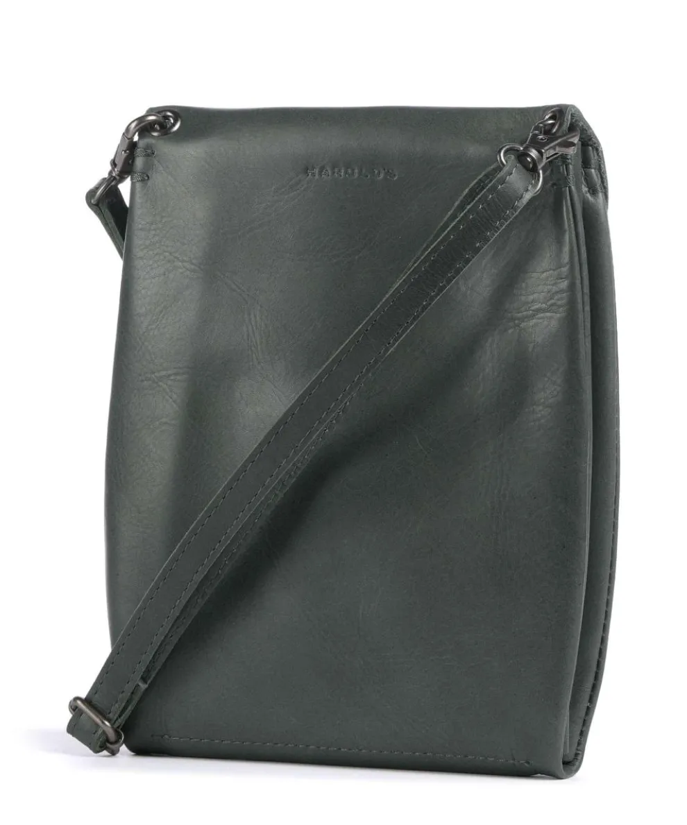 Fold Umhängetasche glattes Rindsleder dunkelgrün