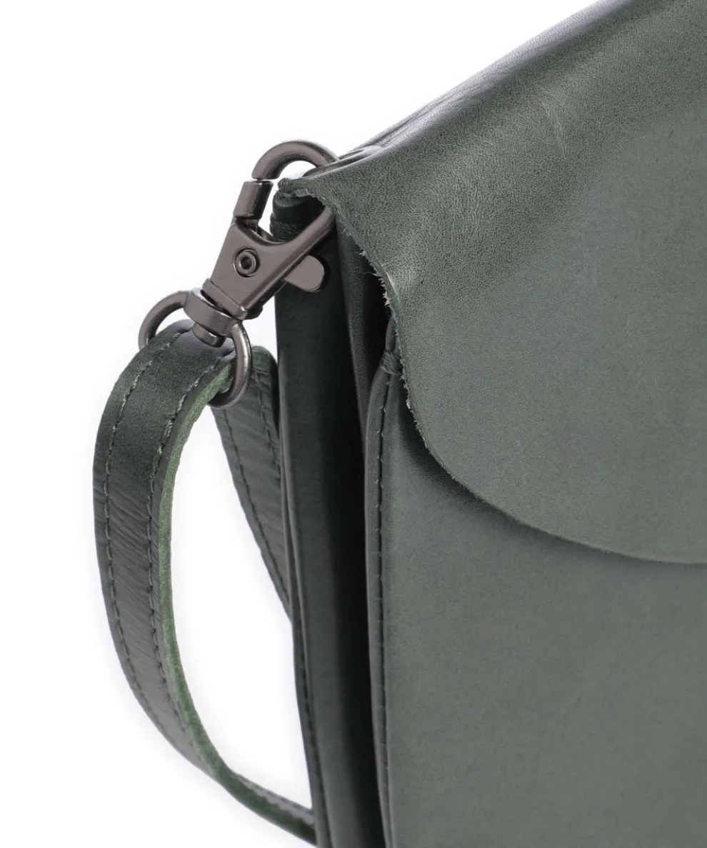 Fold Umhängetasche glattes Rindsleder dunkelgrün