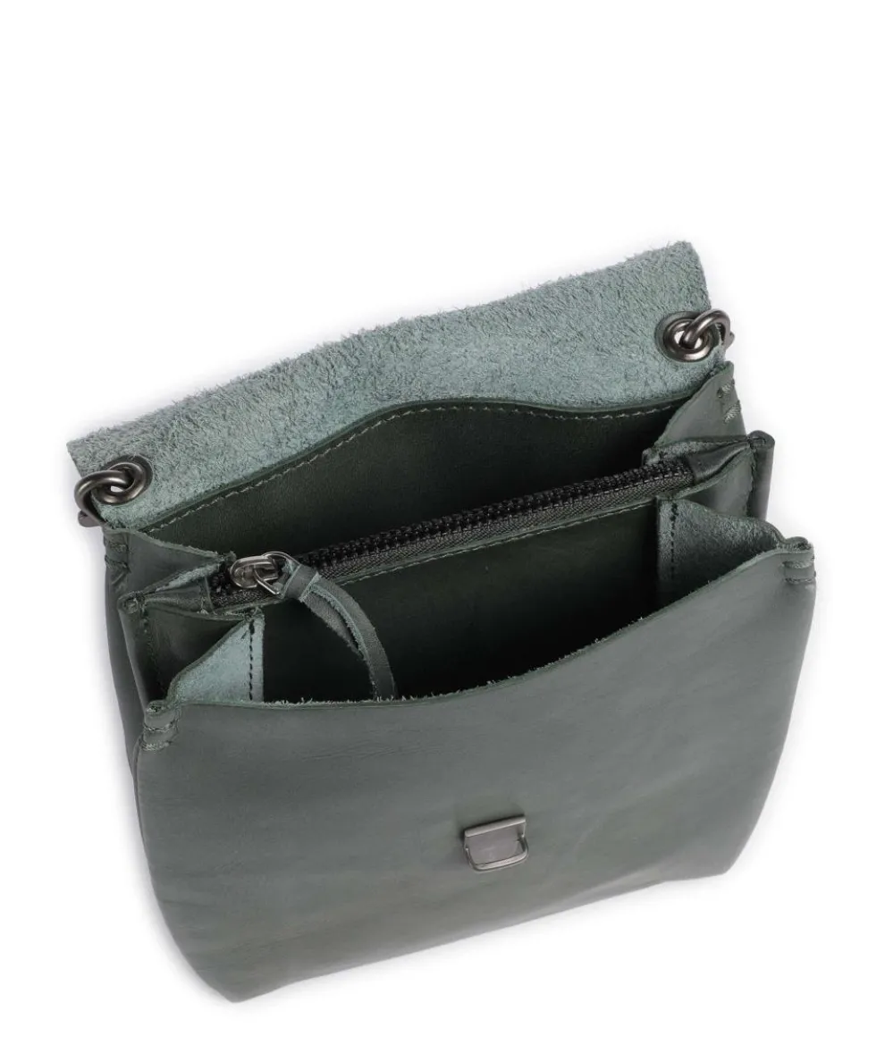 Fold Umhängetasche glattes Rindsleder dunkelgrün