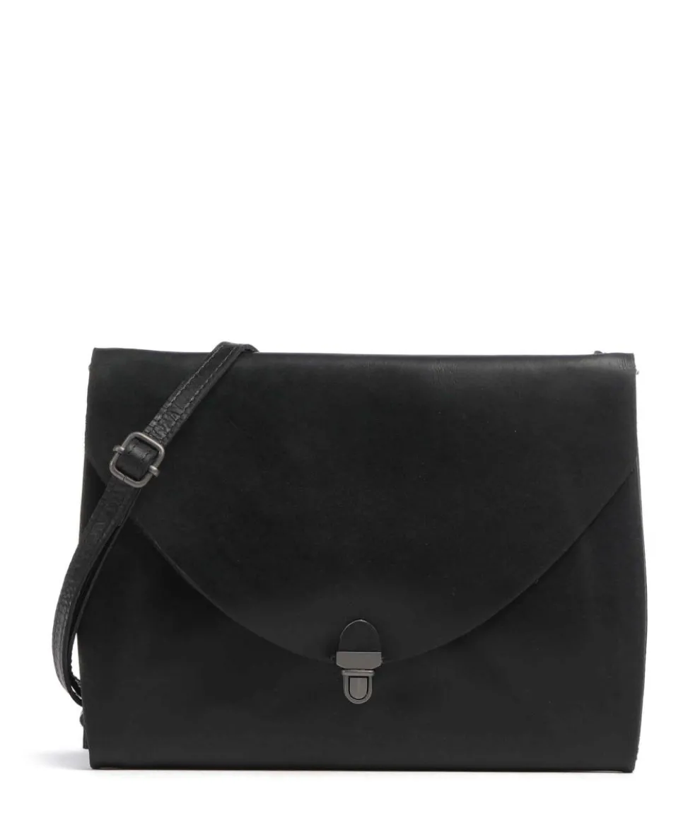 Fold Umhängetasche fein genarbtes Rindsleder schwarz