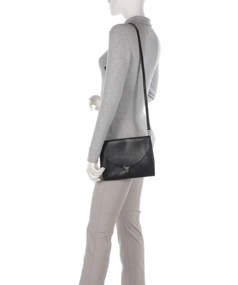 Fold Umhängetasche fein genarbtes Rindsleder schwarz