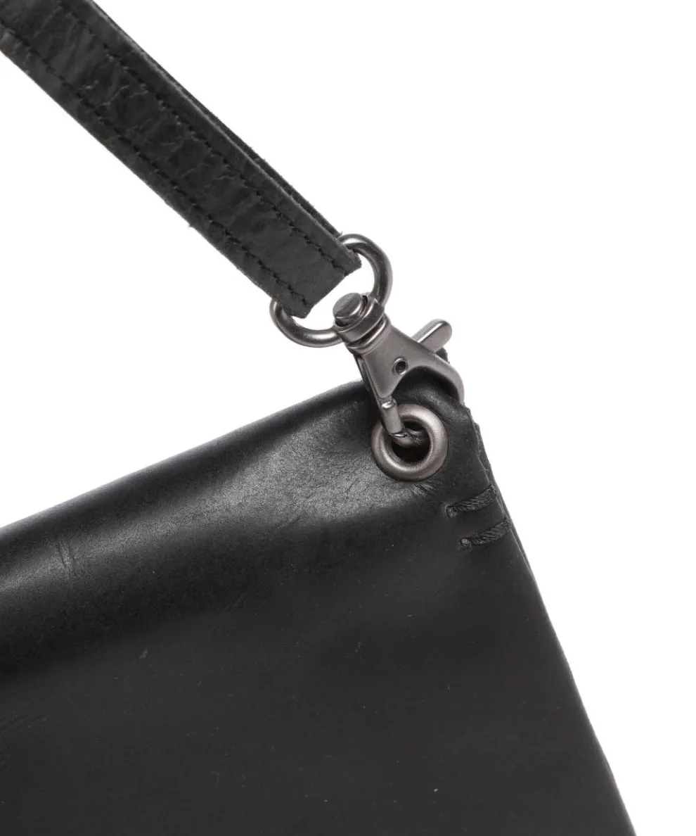 Fold Umhängetasche fein genarbtes Rindsleder schwarz