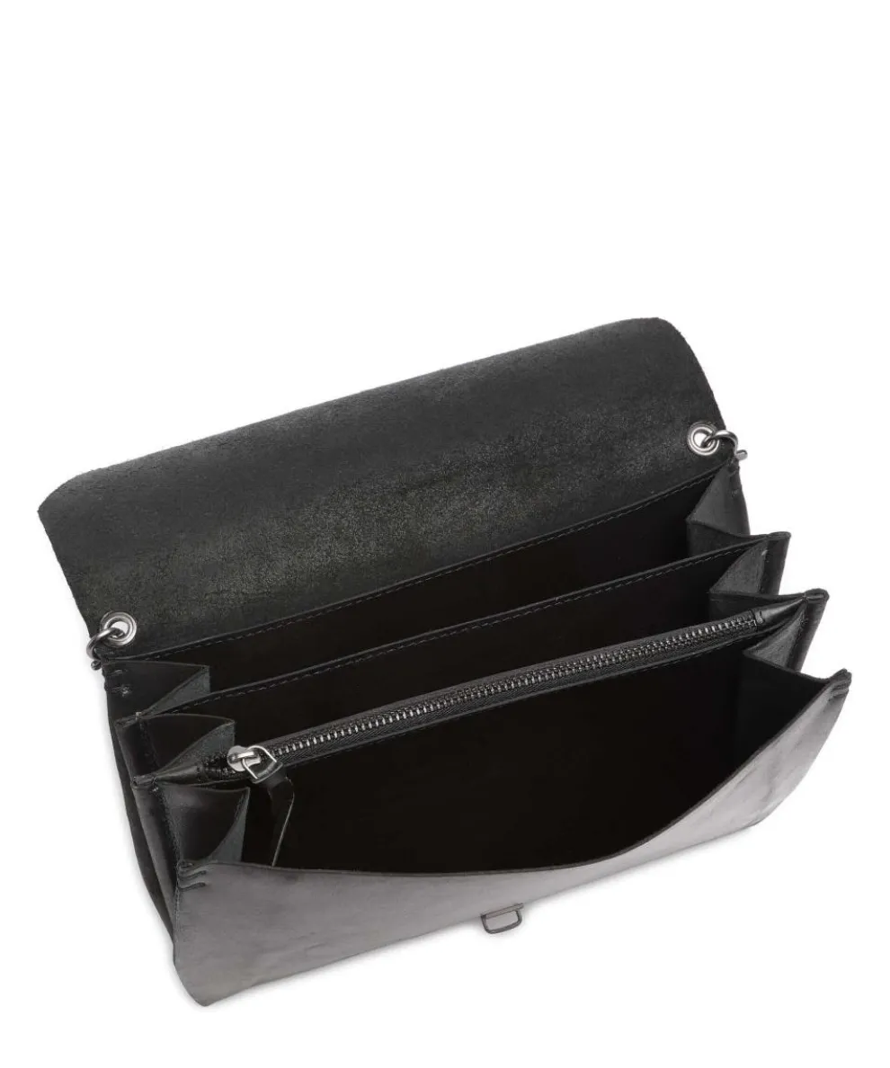 Fold Umhängetasche fein genarbtes Rindsleder schwarz