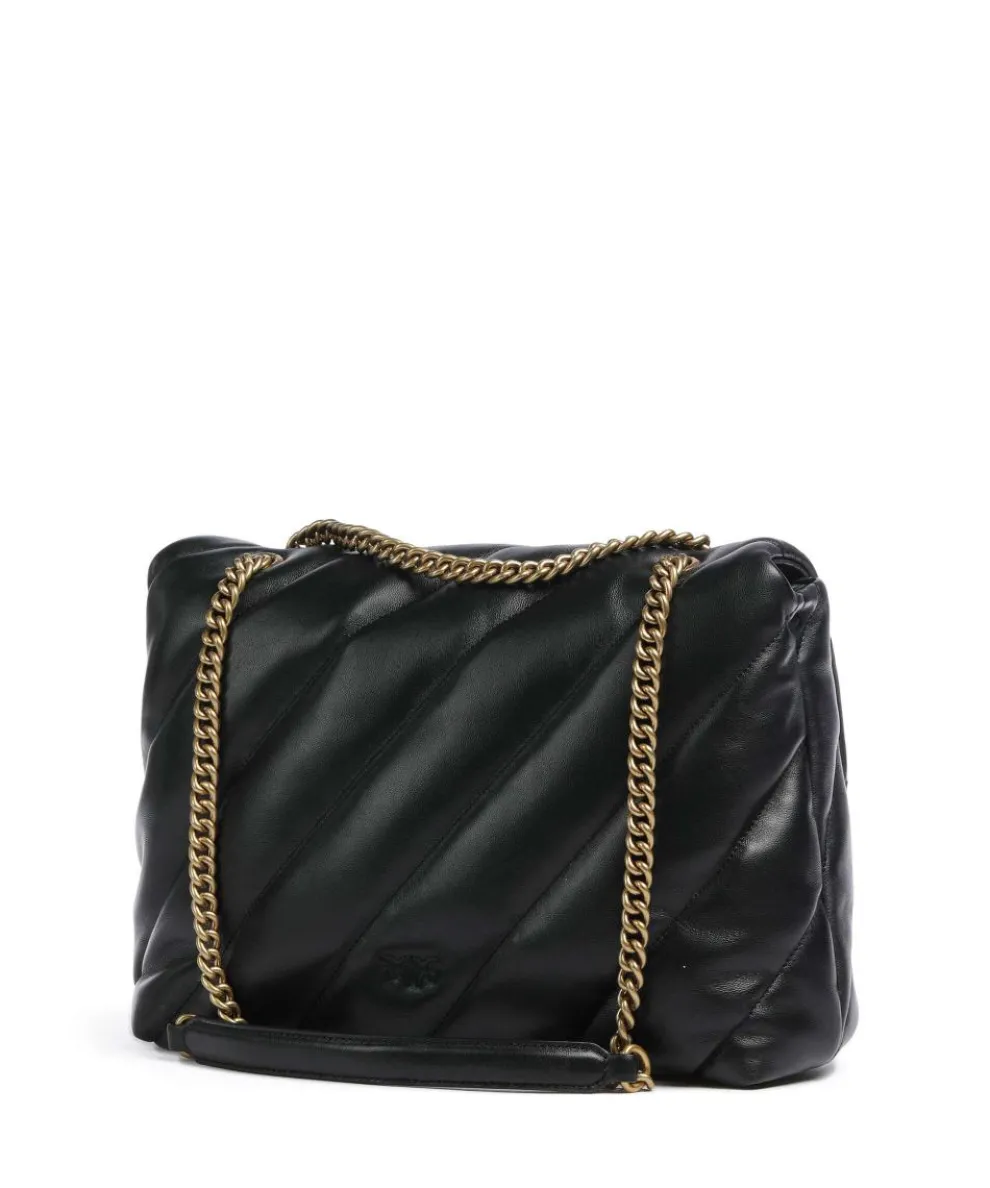 Love Puff Big Schultertasche Schafsleder schwarz