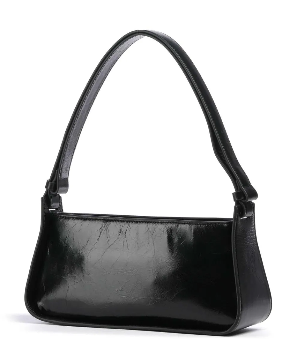 Franzis Lack Distressed S Schultertasche Leder schwarz