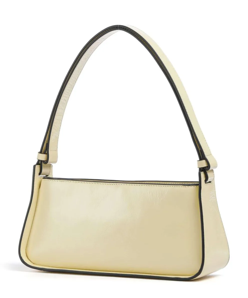 Franzis Lack Distressed S Schultertasche Leder vanillegelb