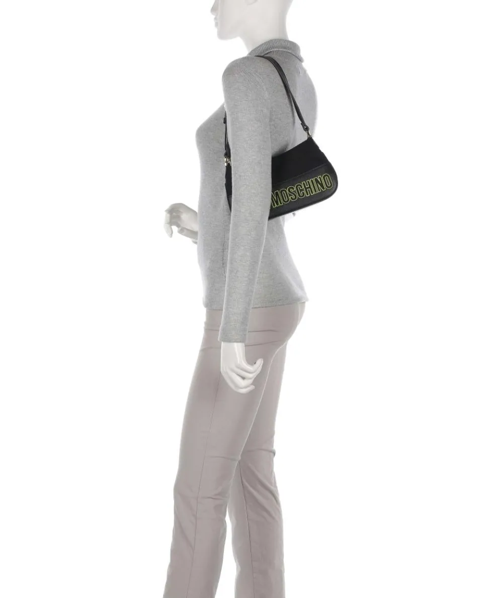 Free-Time Schultertasche Baumwolle, Lederimitat schwarz