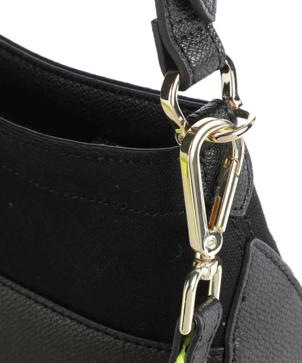 Free-Time Schultertasche Baumwolle, Lederimitat schwarz