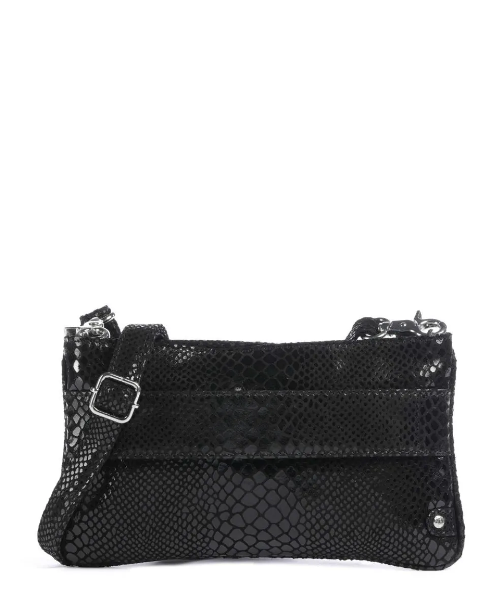 Fashion Favourites Umhängetasche genarbtes Rindsleder schwarz