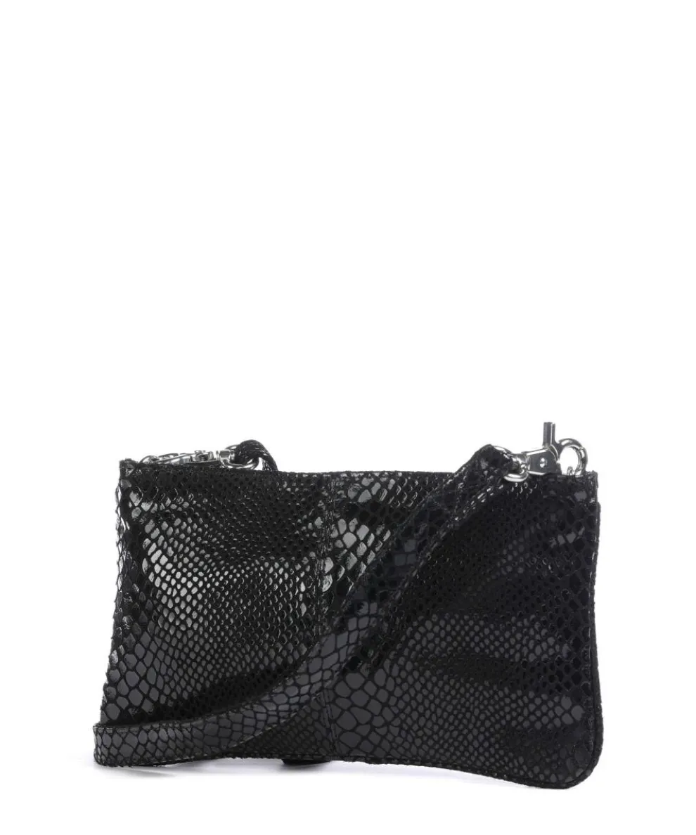 Fashion Favourites Umhängetasche genarbtes Rindsleder schwarz