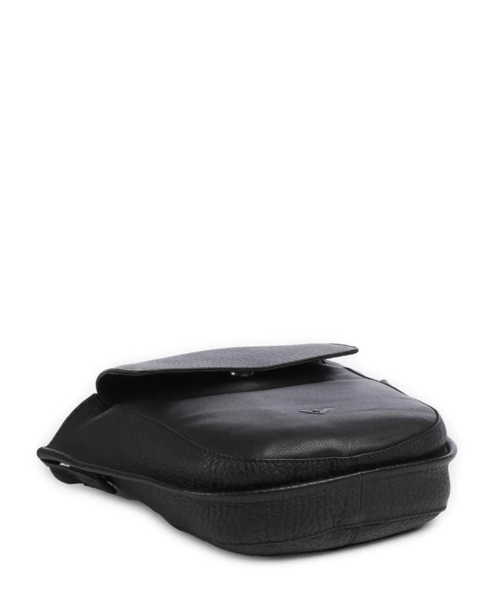 Boston Lorna Umhängetasche genarbtes Leder schwarz