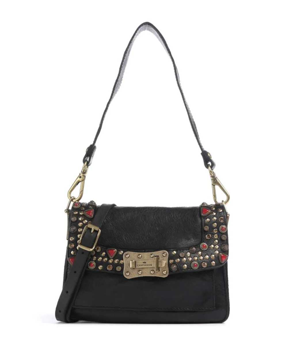 Schultertasche fein genarbtes Rindsleder schwarz